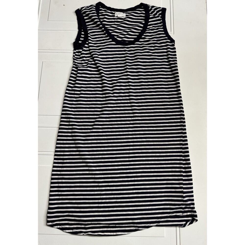 Velvet Graham & Spencer Sleeveless T Shirt Mini Dress Sz S Striped White Blue